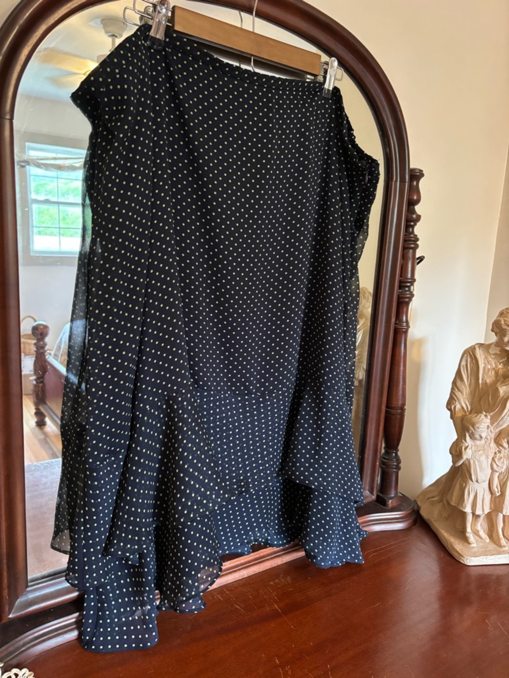 Y2K Navy & Green Polka Dot Flowy Skirt Size 3X